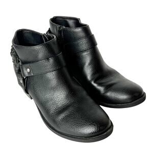 Indigo Road Black Leather Braided Trim Booties Women’s Size 6M